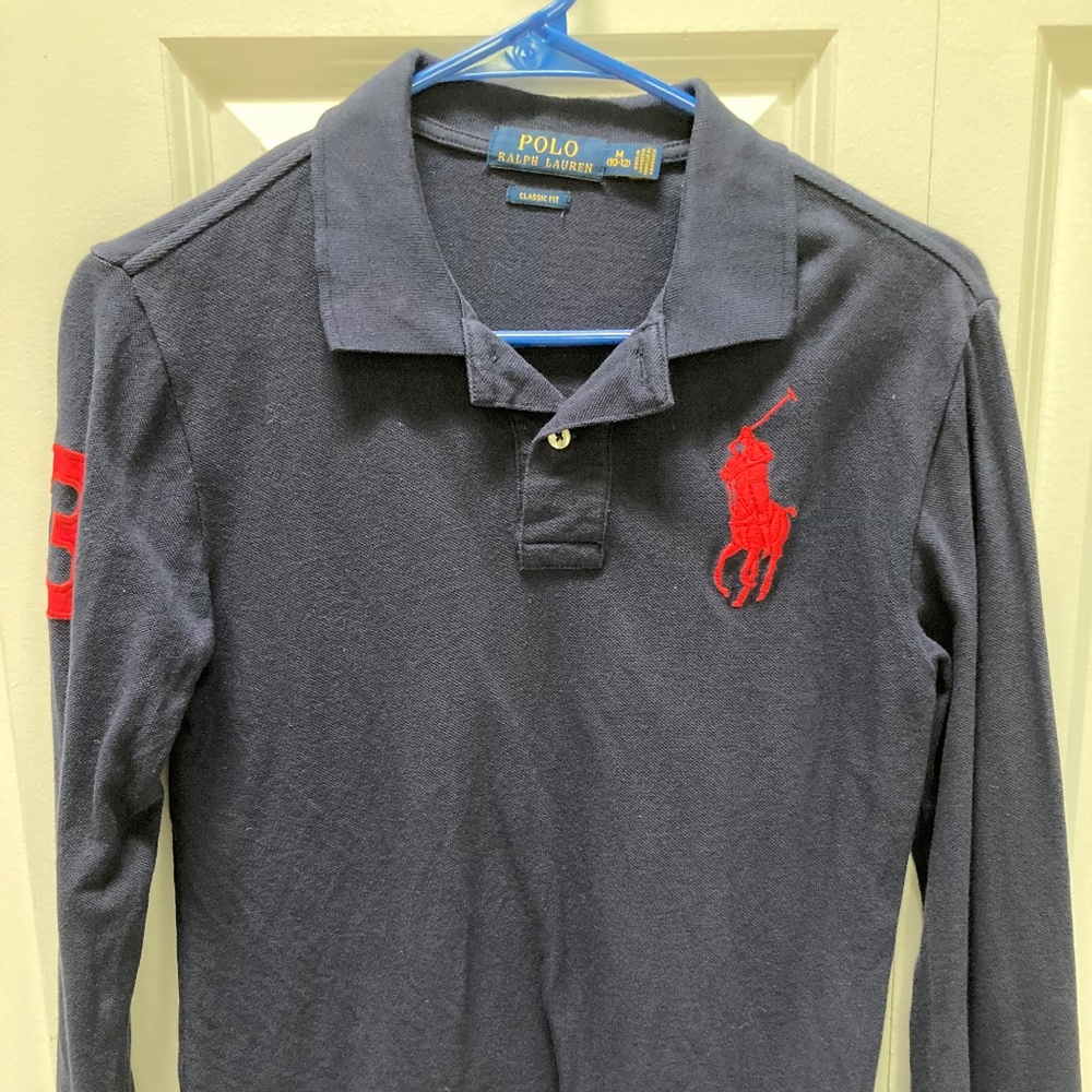 Polo Ralph Lauren boys medium (10-12)  navy blue long sleeve polo shirt